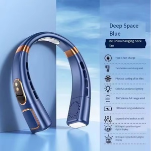Portable USB Charging Bladeless <b>Neck</b> Fan with Digital Display Lighting Outdoor Summer Air <b>Cooler</b> Five-Speed Wind - Product Image 6