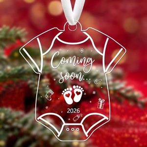 Décoration de fête - Ornement d'annonce de grossesse « Bientôt là » avec cœur, décoration suspendue pour sapin de Noël - Product Image 5