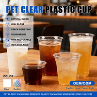 Impression de logo personnalisé, emballages de boissons jetables transparents en PET de 8 à 16 oz, gobelets à bulles en plastique transparent pour thé, café, avec couvercles