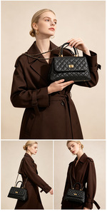 Sac fourre-tout matelassé à bandoulière avec chaîne et rabat, doublure en polyester, nouvelle collection printemps 2026 pour femme - Product Image 2