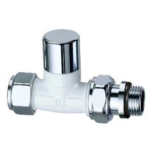 Supporto Dritto Cromato Bianco 1/2 con Tappo e Valvola di Riempimento - Product Image 1