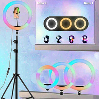 2700k-7200k Portable 18 pouces Selfie remplissage LED anneau lumineux doux vidéo maquillage télécommande support d'éclairage photographique pour Studio