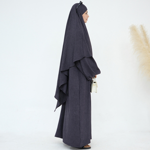 Vestido con cremallera para mujer musulmana Abaya con conjunto Khimar túnica modesta ropa islámica Turkiye mamá vestido de <span class=keywords><strong>lactancia</strong></span> traje caftán - Product Image 2