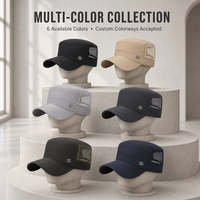 Casquettes d'été personnalisées en maille respirante, séchage rapide, en polyester, à calotte plate, style cadet, avec logo métallique, ajustables, tactiques, anti-UV, unisexe