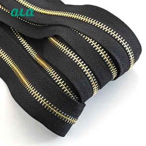 Zip Tape 5 Metallic Zipper Metal Tooth Zipper Tape Metal For Jeans Handbags Jacket Leopard Print Metal Zipper Yard Roll Chain