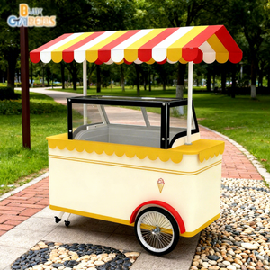Carrito de Comida Móvil Remolcable para Helados y Gelato con Congelador de Exhibición, Carrito Metálico para Comida Rápida al Aire Libre - Product Image 1
