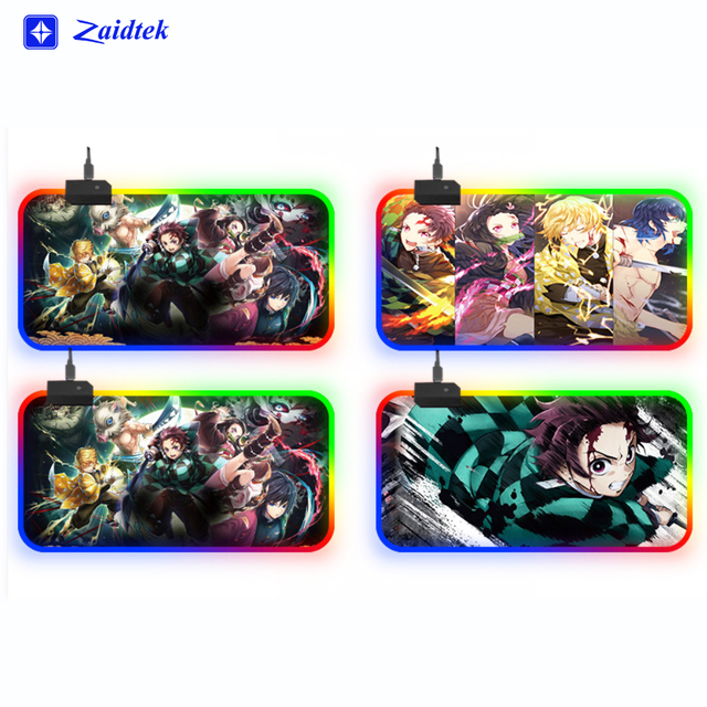 LED RGB Colorful Lights Customizable Patterns Thickened E-sports Gaming Mouse Pad Wrist Support Rubber + Cloth Material Stock