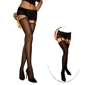 กระโปรงลูกไม้-สายรัดตัว ถุงน่องไหม ผู้หญิง แบบมาตรฐาน ODM กระชับทรงเล็กน้อย ชุดชั้นในแบบเซ็กซี่  ถุงน่อง 8d  แบบมันเงา - Product Image 1