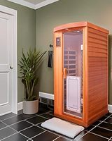 Sauna de Infrarrojos Lejanos Eléctrica Moderna para Ocio, con Ventanas Transom para Privacidad en Dormitorio, Sala de Estar, Villa, Apartamento - Cedro Rojo