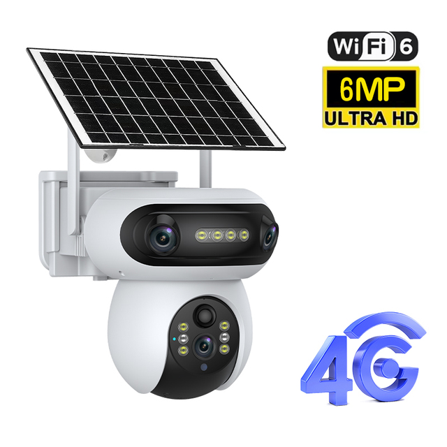 4G CCTV Camera Outdoor Solar Powered PTZ Security Camera with SIM Card Slot Human Detection Night Vision for Garden/Backyard