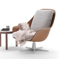 Moderner Luxus Einzel-Ledersessel Edelstahl Drehbares Design Verstellbarer Sessel Wohnzimmer Freizeitmöbel