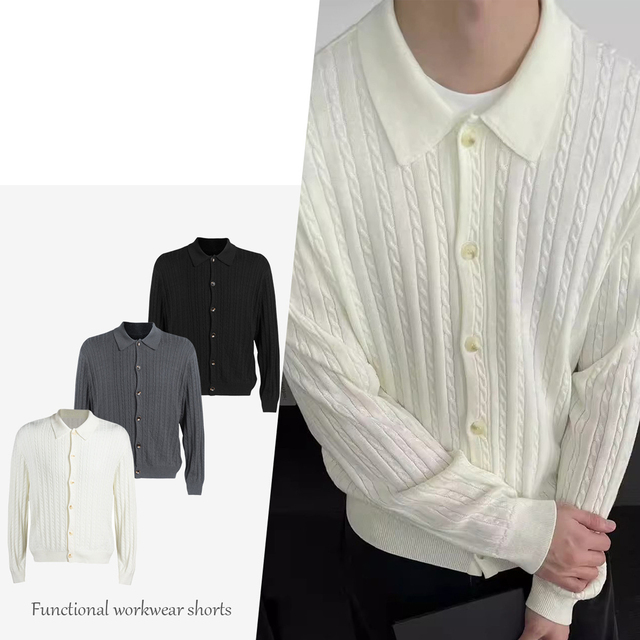 Low Price Pure Cotton Material Lapel Lazy Style Fashionable Trendy Design Button up Men's Sweater Cardigan