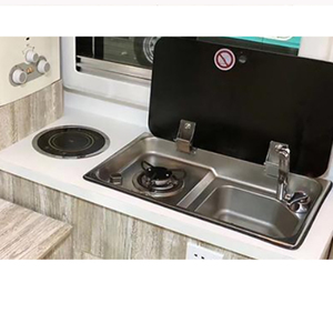 Gran oferta, estufa de Gas RV, estufa de Gas para <span class=keywords><strong>autocaravana</strong></span> integrada, estufas portátiles para acampar con cubierta de vidrio templado en Stock - Product Image 1