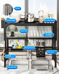 XDRD Non Folding Standing <strong>Dish</strong> Drying <strong>Rack</strong> 33.5 Inch for Small Kitchen Space Saving <strong>Dish</strong> and Bowl Storage Organizer Black - Product Image 5
