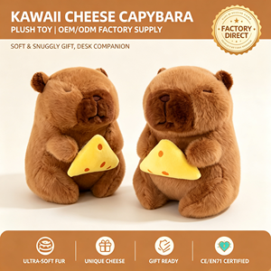 Peluche Capybara douce de 8 pouces, jouet en peluche, poupée animale en peluche tenant un <span class=keywords><strong>fromage</strong></span>, prix de machine d'arcade de centre commercial, marchandises en stock direct usine - Product Image 1