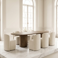 Ensemble de table à manger ovale en bois massif moderne FERLY personnalisable pour salon, meubles Wabi Sabi