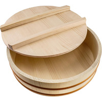 Bol à riz en bois pour sushi avec couvercle Hangiri Sushi Oke, bac à mélanger le riz pour sushi avec couvercle, 10,6 pouces