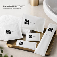 Kit de Amenidades Desechables para Habitaciones de Hotel con Logotipo Personalizado Impreso Individualmente, Incluye Set Dental, Gorro de Ducha y Peine para Resorts
