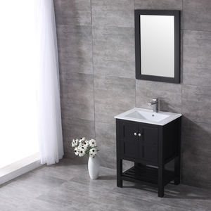 Mueble de Baño Moderno Cuadrado de Madera Maciza Lacada y Contrachapada con Espejo Enmarcado y Lavabo de Cerámica Hecho en Vietnam - Product Image 4
