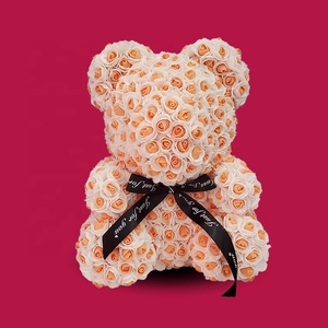 Flor Artificial Pequeña Espuma De Poliestireno Rojo Tedy Floral Espuma Pe 40Cm Osos De Rosas Flores Regalo Oso Rosa De Peluche Con Caja - Product Image 6