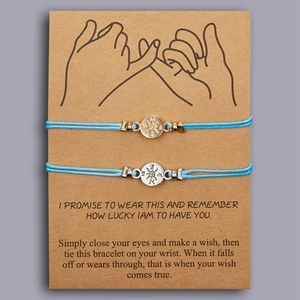 Coppie fascino Del Braccialetto Set Branelli Rotondi Bussola <span class=keywords><strong>Tartaruga</strong></span> Del Tessuto Stringa Braccialetto di Corda Per Le Donne - Product Image 2