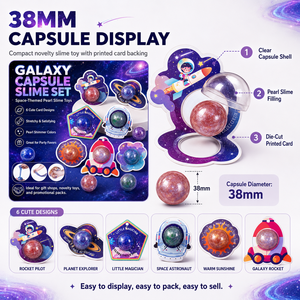 Set de Slime Galaxy Capsule al por Mayor, 6 Diseños Espaciales, Bolas de Slime con Brillo Perlado de 38mm y 50mm, OEM, Regalo para Fiestas - Product Image 4