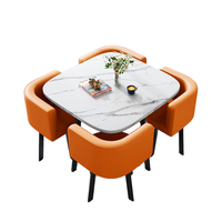 Table à Manger Carrée Moderne et Minimaliste en MDF, Ensemble de 4 Chaises pour Restaurants, Cafés, Hôtels – Solution Durable pour Petits Espaces