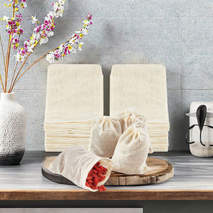 ถุงผ้ามัสลินฝ้ายธรรมชาติแบบไม่ฟอกสี ขนาด 6x8 นิ้ว สำหรับใส่ของขวัญ-เครื่องเทศ กาแฟ ชา ซุป น้ำเกรวี่ น้ำซุปตุ๋น - Product Image 3