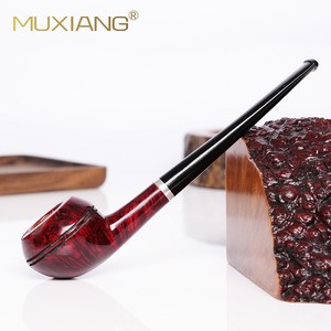 Muxiang Briar Wood Smoking Pipe 3mm Filter Straight Type With Metal Ring For Men - Product Image 2