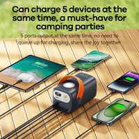 Batterie externe Rpp-100 pour extérieur, 60000 mAh, 100 W, charge rapide, sortie pour 5 appareils, double éclairage LED, poignée portable