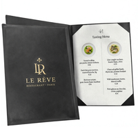 Sampul Buku Menu Kulit PU A4 Kustom untuk Restoran Hotel Kafe Bar Salon 2 Halaman dengan Cetak Logo Kustom