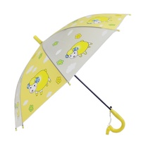 Parapluie transparent pour enfants, en plastique, avec tige en métal noir, ouverture semi-automatique, 8 baleines, motifs personnalisables