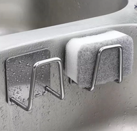 Égouttoir de cuisine en plastique et acier inoxydable, support pour éponge, adhésif sans perçage, imperméable, sans perforation, pour évier