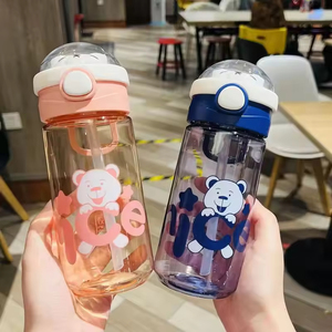Vaso de agua de dibujos animados para PC, para niñas y estudiantes, de gran capacidad, para deportes de verano, portátil, para niños, con tapa de un botón y pajita de succión. - Product Image 2