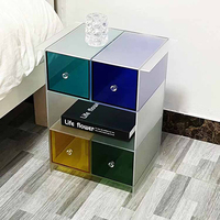 Table d'appoint de canapé personnalisée en acrylique, meuble de rangement coloré, table de chevet, présentoir en acrylique avec tiroir