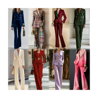 Ensemble de Costume Élégant et Formel pour Femme, Vente en Gros, Col Tailleur, Pantalon Large, Ensemble 2 Pièces, Tenue de Bureau Décontractée pour Femme
