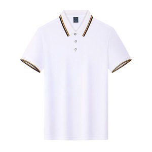 เสื้อโปโลแขนสั้นสีน้ำเงินสำหรับผู้ชาย ผ้าโพลีเอสเตอร์ ระบายอากาศได้ดี เหมาะสำหรับใส่ทำงานในฤดูร้อน ทรงหลวม พร้อมขอบเสื้อและโลโก้แบบกำหนดเอง - Product Image 3