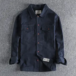 Garment factory customized new high-grade 100% cotton youth shirt, men's long-sleeved brushed shirt, casual loose coat shirt