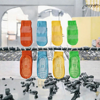 Chaussettes antidérapantes en tricot pour bébés et enfants, 100 % coton, avec logo sur le bord, pour trampoline et aire de jeux intérieure