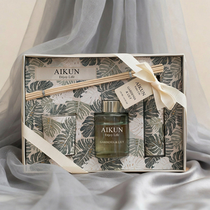 AIKUN Decorative Long Lasting Aromatic Reed <b>Diffuser</b> Room Scent With Glass Vessel Fiber <b>Sticks</b> For Spa Bathroom Office - Product Image 1