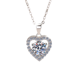 Collier pendentif en argent sterling et moissanite pour femme, design rond simple, bijoux tendance - Product Image 1