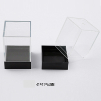 Boîte à dés avec couvercle transparent et base noire, boîte en plastique PS transparente 41*41*63mm
