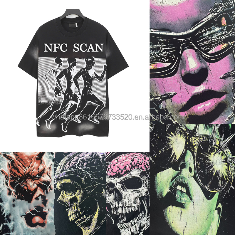QJQ Men's Graphic Tees – Y2K Streetwear Short Sleeve T-Shirts With Vintage Cyberpunk Prints