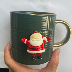 Taza de cerámica esmaltada de color, 15oz, regalos de Navidad, taza de leche de porcelana personalizada, vacaciones creativas, té, café, mango dorado - Product Image 2