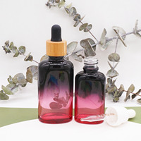 Botol kaca 60ml, kemasan kosmetik minyak kosong mewah dengan pipet kerah bambu