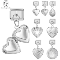 Pendentif Boîte Photo Cœur Tendance en Acier Inoxydable pour Bracelet DIY Module Italien - Accessoires Bijoux