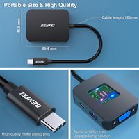 BENFEI USB C Hub 4-in-1 Berbahan Aluminium dengan Port USB C VGA/USB 3.0, Pengiriman Daya 60W, Kompatibel dengan Laptop MacBook Pro, Baru