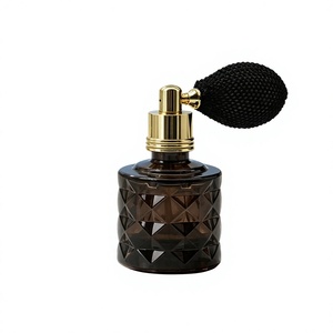 Vintage Luxury Brown Bulb Cylinder Glass <b>Perfume</b> <b>Bottle</b> With Gold <b>Spray</b> Pump Black Mesh Nozzle 10ML - Product Image 1