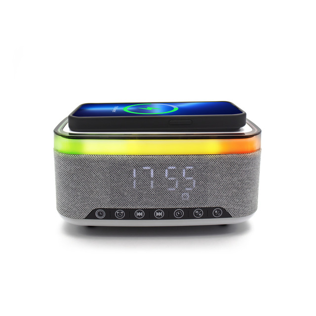 White Noise Bluetooth Speaker With Wireless Charger and Alarm Clock Smart Speakers