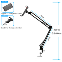 Support métallique robuste pour téléphone/tablette, support flexible à col de cygne avec rotation à 360°, bras long pour appareils de 4 à 11 pouces